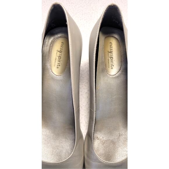Easy Spirit Womens Silver Comfort Block Heels Pumps Fawn 7.5 B Anti Gravity - Picture 7 of 10